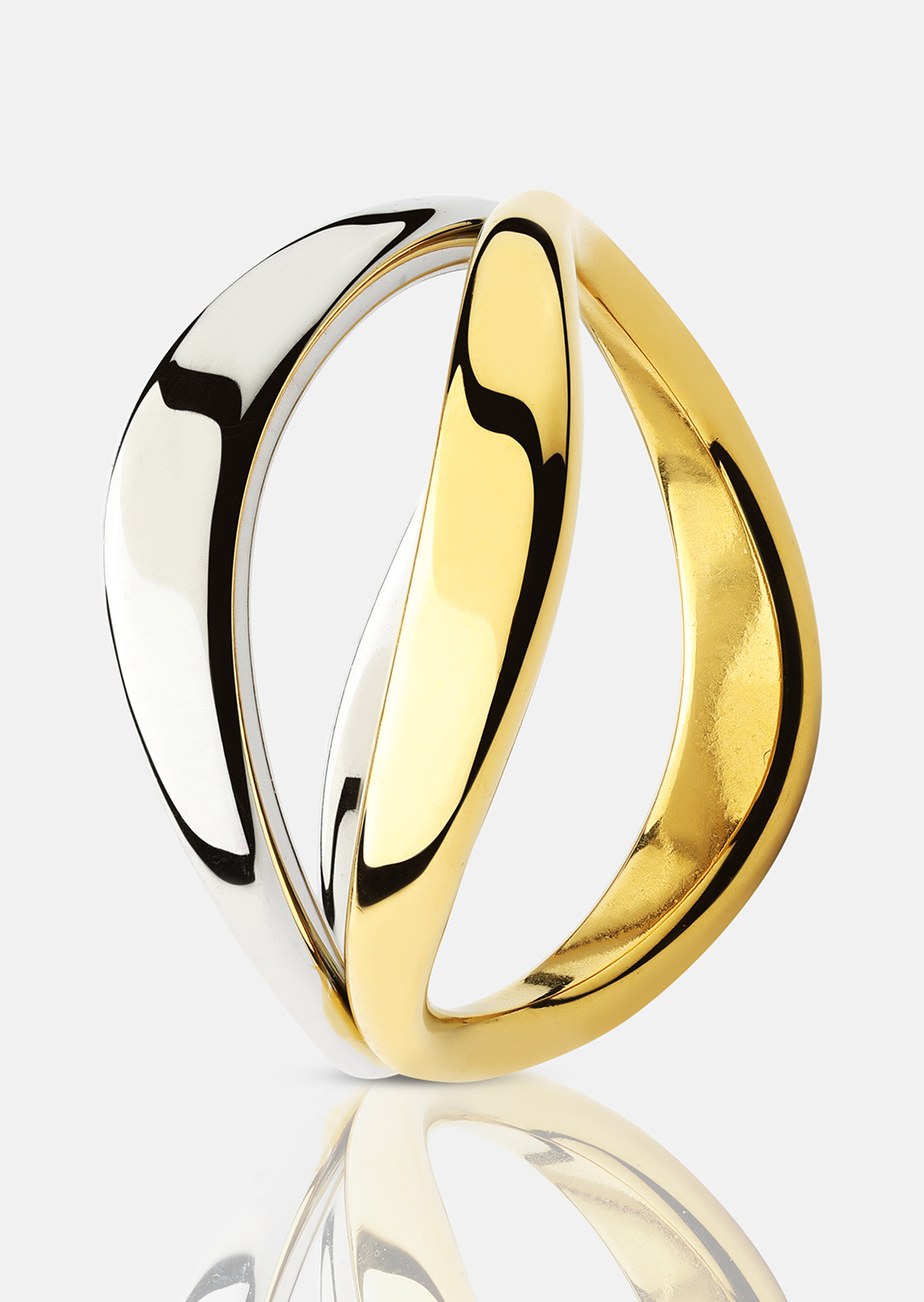 Anillo Bicolor Wave - 18k Chapado en oro